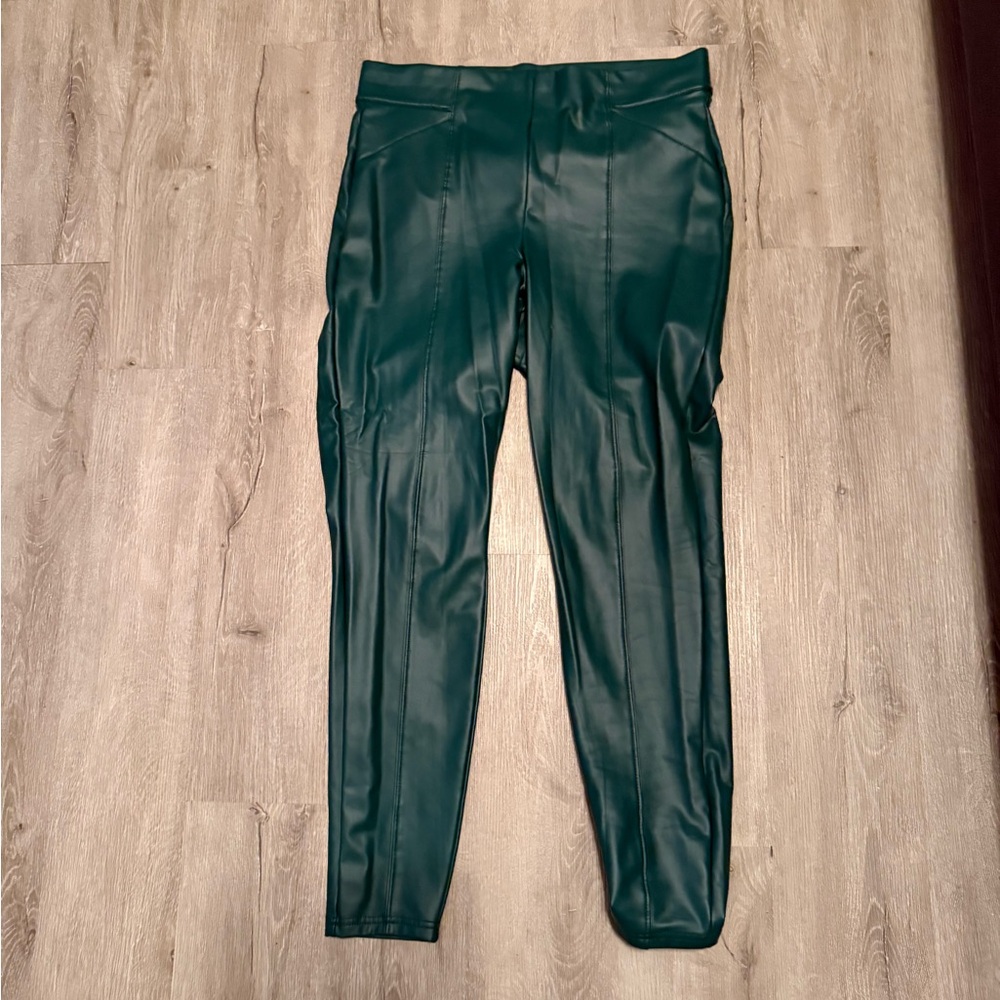 Green Faux Leather Leggings